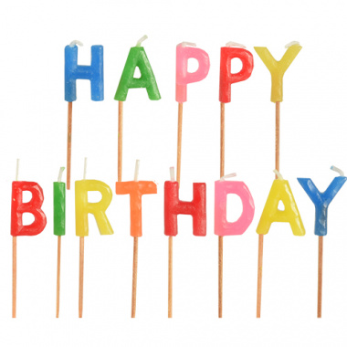 Buchstabenkerzen-Set 8 cm -Happy Birthday-