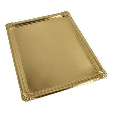 5 Servierplatten, PE-beschichtet eckig 34 cm x 45,5 cm gold