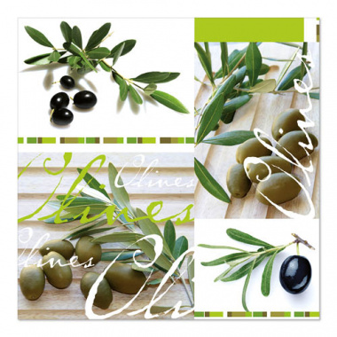 20 Servietten, 3-lagig -Design Edition- 1/4-Falz 33 cm x 33 cm -Olives-