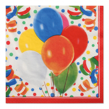 100 Servietten, 3-lagig 1/4-Falz 33 cm x 33 cm -Lucky Balloons-