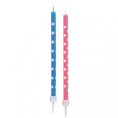 12 Geburtstagskerzen 10 cm farbig sortiert mit Halter