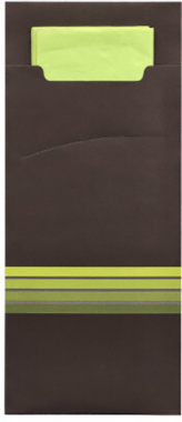 520 Bestecktaschen 20 cm x 8,5 cm schwarz/limone Stripes inkl. farbiger Serviette 33 x 33 cm 2-lag.