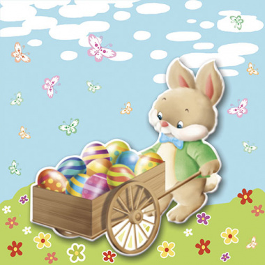 20 Servietten, 3-lagig 1/4-Falz 33 cm x 33 cm Easter Bunny