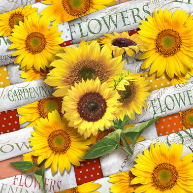 20 Servietten, 3-lagig 1/4-Falz 33 cm x 33 cm Sunflower Field