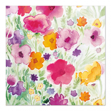 20 Servietten, 3-lagig 1/4-Falz 33 cm x 33 cm Flower Field